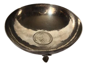 Footed Shreve Sterling Silver Coin Inlay Bowl