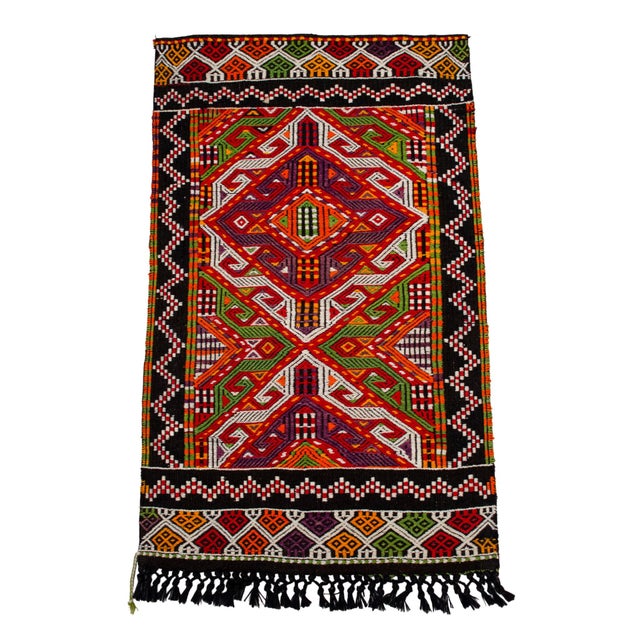 Hand-Woven Braided Small Rug Vintage Wall Decor Area Rug Kilim - 28″ × 46″ For Sale - Image 6 of 14