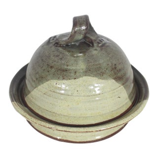 Vintage Studio Pottery Lidded Butter Dish For Sale