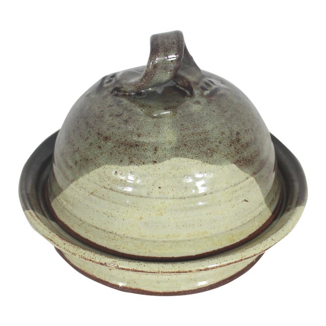 Vintage Studio Pottery Lidded Butter Dish For Sale