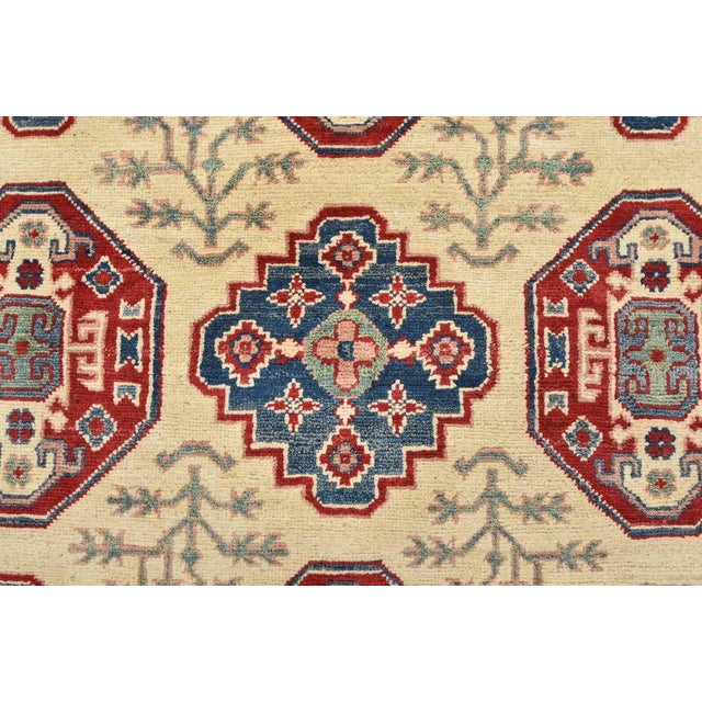 Kazak Rug 4'11' X 6'5'' Beige Wool Tribal Geometric Hand-Knotted Oriental Carpet For Sale - Image 9 of 12