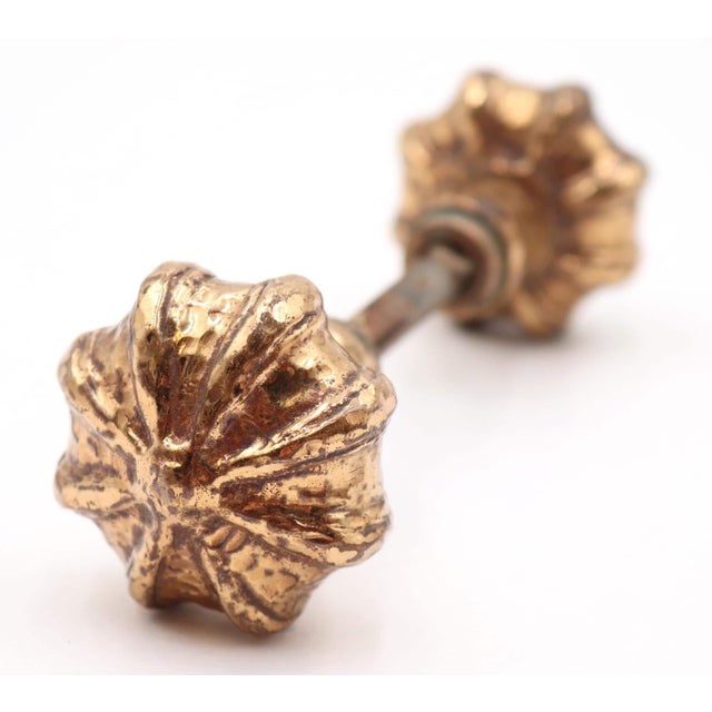 Cast Brass Gilded Fluted Passage Door Knob Set For Sale - Image 6 of 9