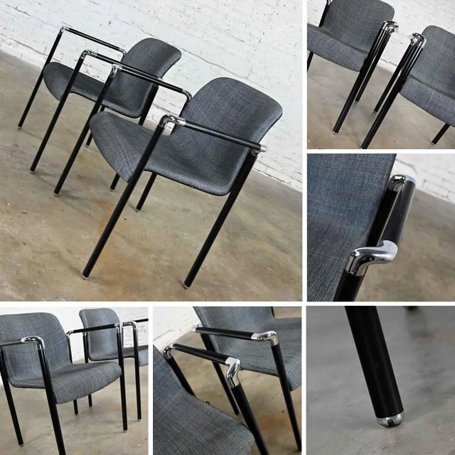 Vintage Modern Armchairs Herman Miller Chrome & Black Original Fabric, a Pair For Sale - Image 11 of 13