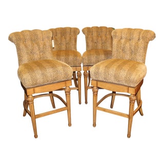 Jessica Charles Animal Print Swivel Stools - Set of 4 For Sale