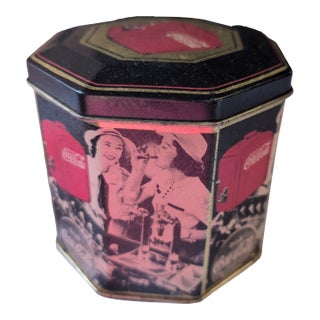 Coca-Cola Vintage Decorative Tin With Retro Design For Sale