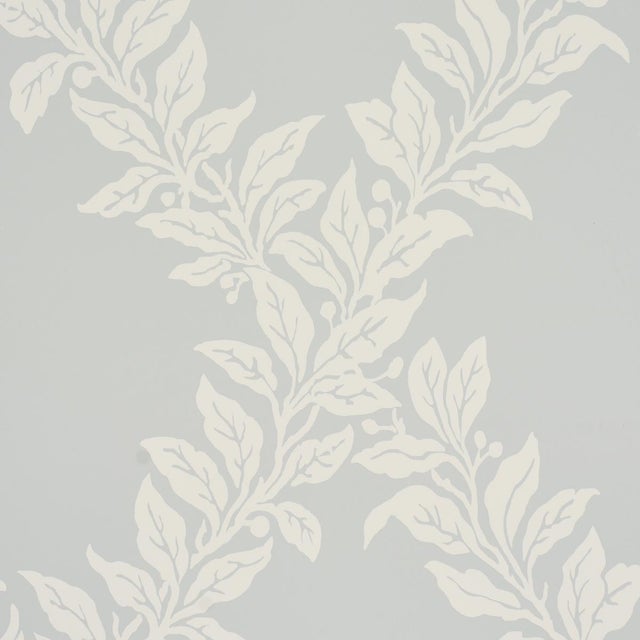 Traditional Sample - Schumacher Tyninghame Trellis Wallcovering In Sky For Sale - Image 3 of 6