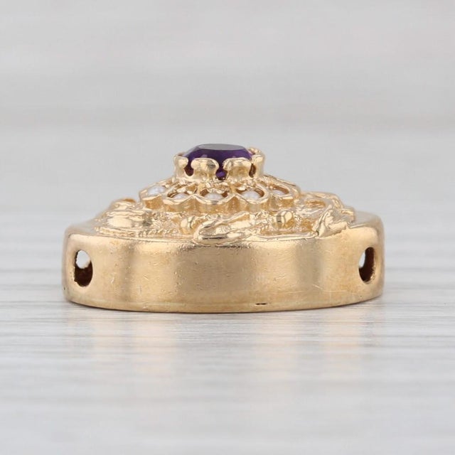 Modern Vintage Richard Klein 0.40ct Amethyst Pearl Flower Slide Charm 14k Yellow Gold For Sale - Image 3 of 4