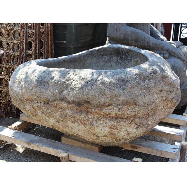 Extra large vintage Balinese river rock boulder with a carved out polished center. This makes for an amazing garden...