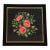 Antique Folk Art Needlepoint Roses in Black Velvet Frame For Sale