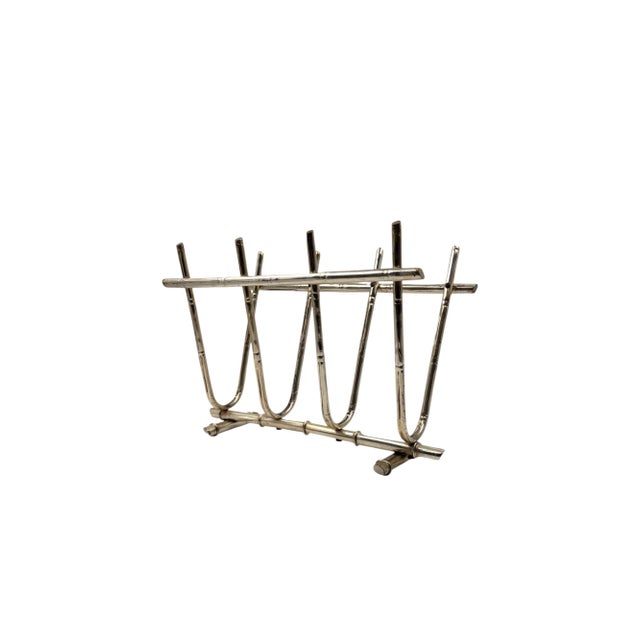 Hollywood Regency Bamboo-Shaped Brass Magazine Rack, Italy, 1970s For Sale - Image 6 of 10