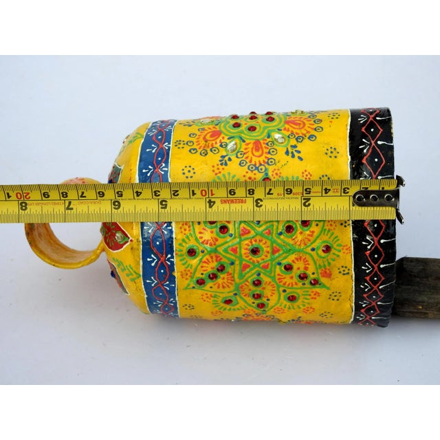 Folk Art 1990s Bell Metal Decorative Embossed Hand Painted Farm Animal Cowbell For Sale - Image 3 of 3
