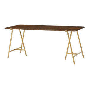 Mid Century Burl Top Writing Table