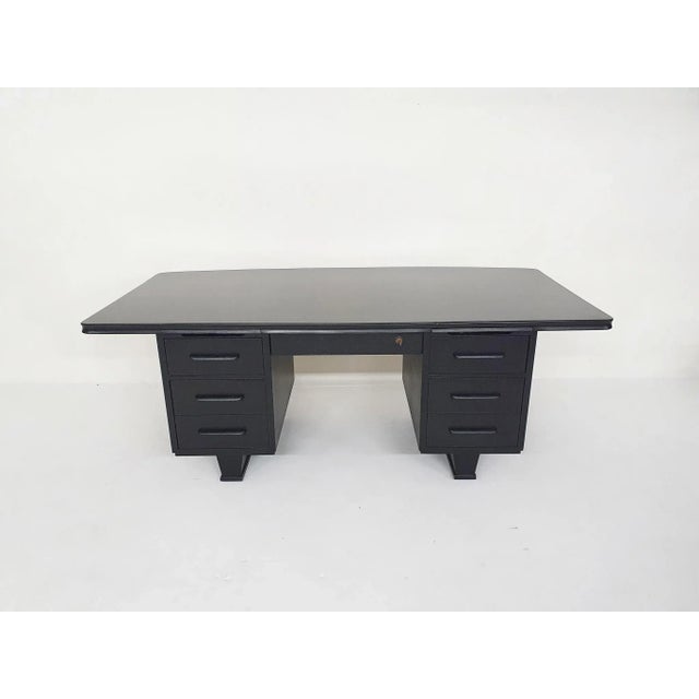 Large Black Wooden Executive Desk, 1960s For Sale - Image 6 of 17
