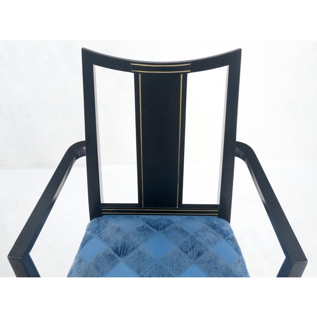 Mid-Century Modern Black Lacquer Gold Ornament Decorated 6 Chairs 2 Leaves Dining Table Set MINT! For Sale - Image 3 of 18