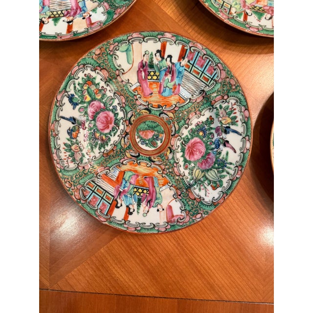 Vintage Set of 7 Famille Rose Plates For Sale - Image 4 of 11