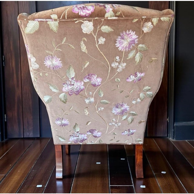 Kravet Vintage Custom Kravet Traditional English Cottage French Import Floral Velvet Armchair For Sale - Image 4 of 6