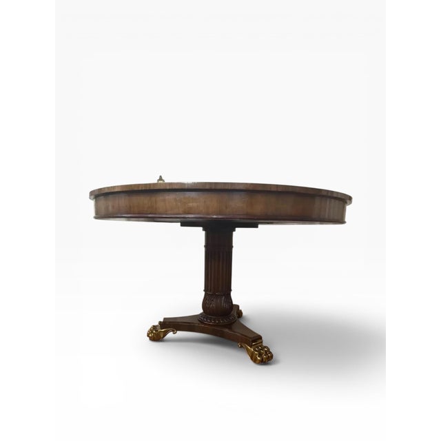 Traditional Maitland Smith Round Tooled Leather Dining Table For Sale - Image 3 of 14