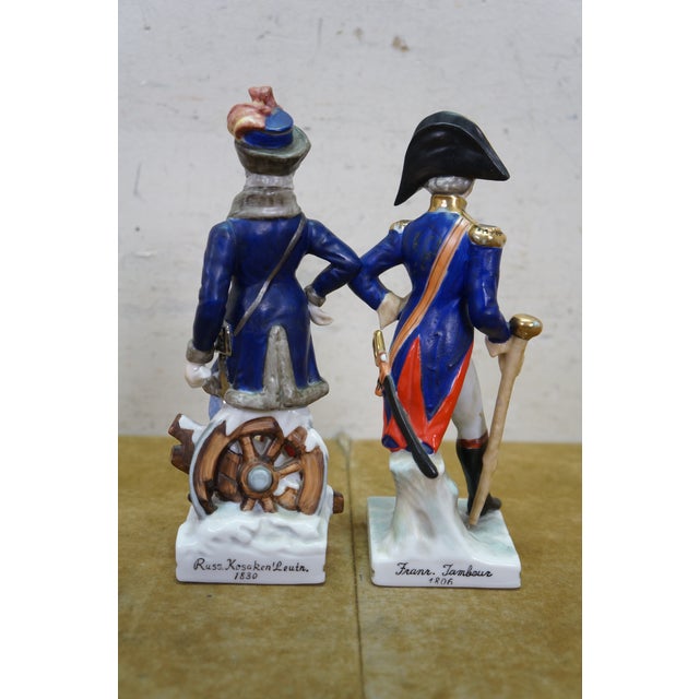 Antique Sitzendorf Voigt Brothers Porcelain Napoleonic Soldier Figurines 8" For Sale - Image 6 of 15