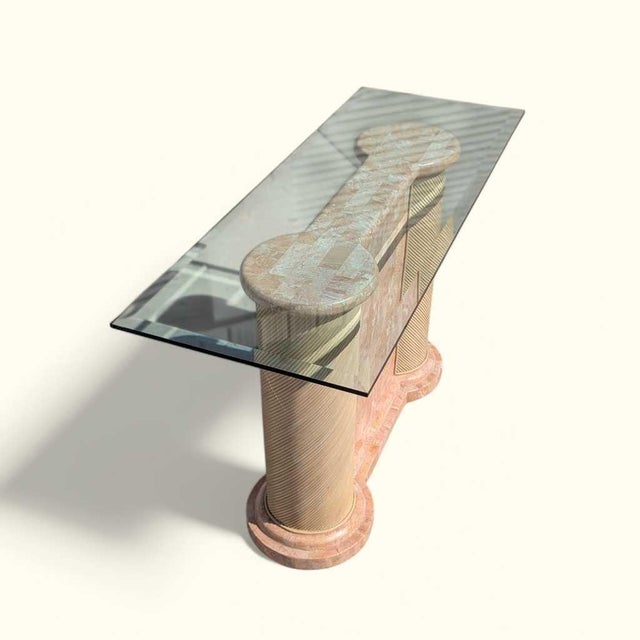 Postmodern Tessellated Stone and Glass Console Table, 1980s, Marble For Sale - Image 16 of 18