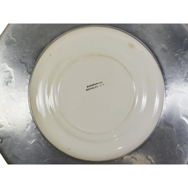 Silver Victorian Hand Hammered Wrought Farberware Brooklyn Ny With Inserted China Plate Platter Tray For Sale - Image 8 of 11