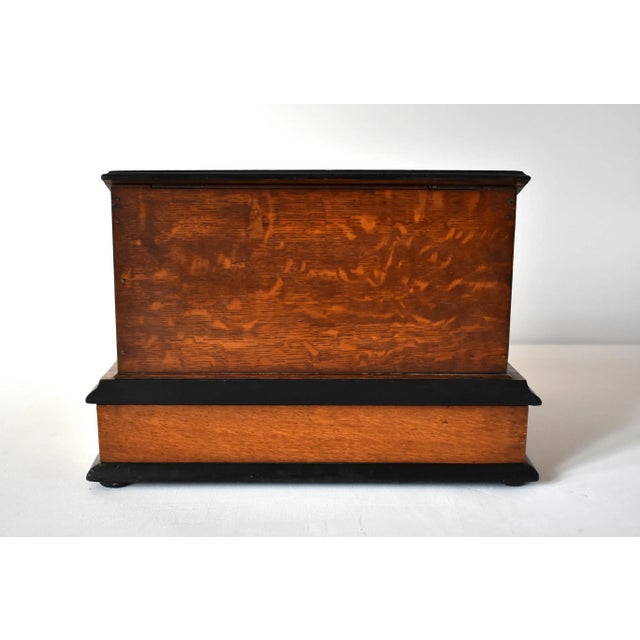 Victorian Tiger Oak Letterbox and Inkstand With Perpetual Calendar For Sale - Image 11 of 13