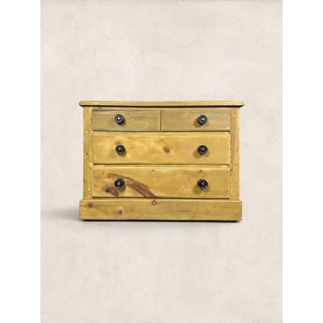 Victorian Antique Victorian Pine Two Over Two Chest of Drawers With Plinth Base For Sale - Image 3 of 16
