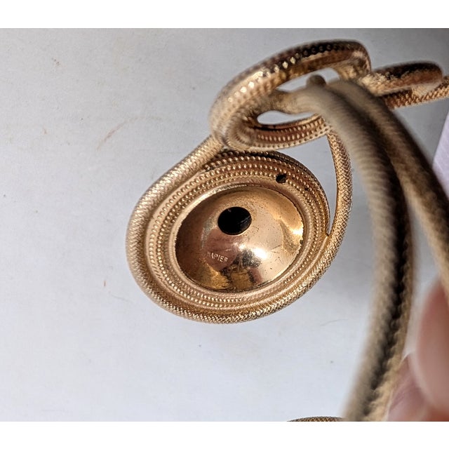 Vintage 1950s Signed Napier Goldtone Cabochon Faux-Garnet & Faux-Pearl Cuff Bracelet For Sale - Image 12 of 13