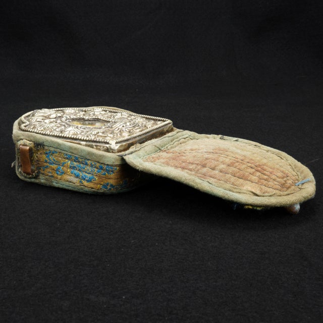Early 20th Century Early 20th C Tibetan Silver Gau Traveling Shrine Box With Fabric Case For Sale - Image 5 of 9