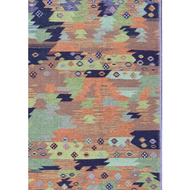Textile Scandinavian Flat-Weave Style With Multicolored Geometric by Keivan Woven Arts For Sale - Image 7 of 7
