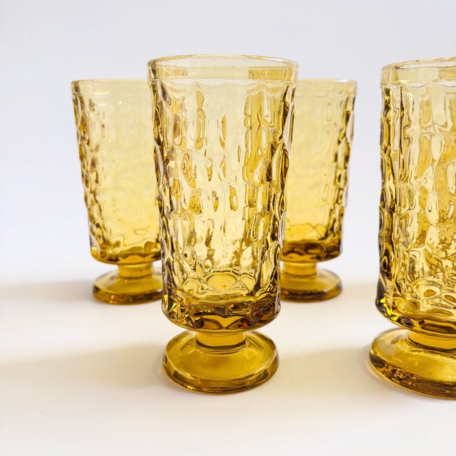 Fostoria Glass Company Fostoria Pebble Beach Yellow Water Goblets - Set of 5 For Sale - Image 4 of 9