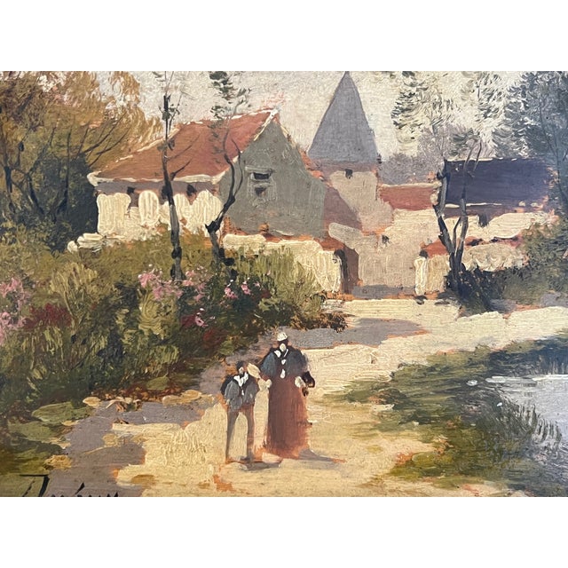 Mid 19th Century Mid 19th Century Signed and Framed French Oil Painting on Wood For Sale - Image 5 of 14