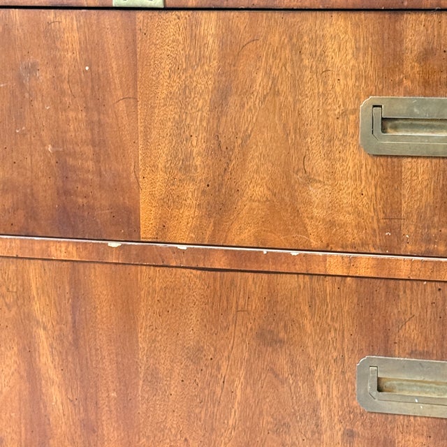 Wood Mid-Century Henredon 4 Drawer Campaign Dresser—two Available For Sale - Image 7 of 13