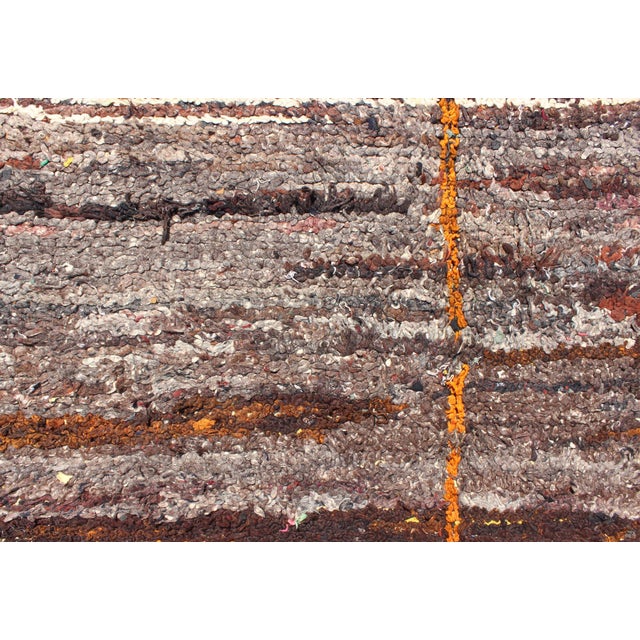 Moroccan Boucherouite Large Rag Rug With Abstract Design in Charcoal and Brown 5.2 X 8.8 For Sale - Image 10 of 12
