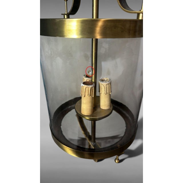 Mid 20th Century Neoclassical French Brass and Blown Glass Lantern For Sale - Image 17 of 18