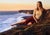 Citadel by Austin Howlett | Oil on Artefex panel Woman sitting by the ocean at sunset. For Sale