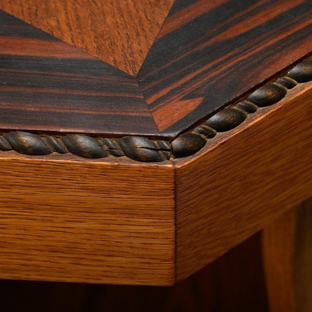 Dutch Amsterdam School Art Deco Side Table in Oak, 1930s For Sale - Image 10 of 14