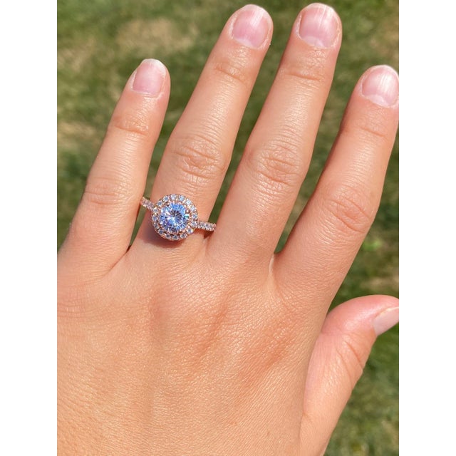 The Argyle: Rose Gold Halo Engagement Ring For Sale - Image 11 of 12