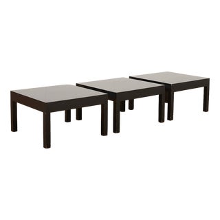 Vintage Nesting Tables in Wood Lacquered Black by Ulrich P. Wieser for Wohnbedarf, 1958, Set of 3 For Sale