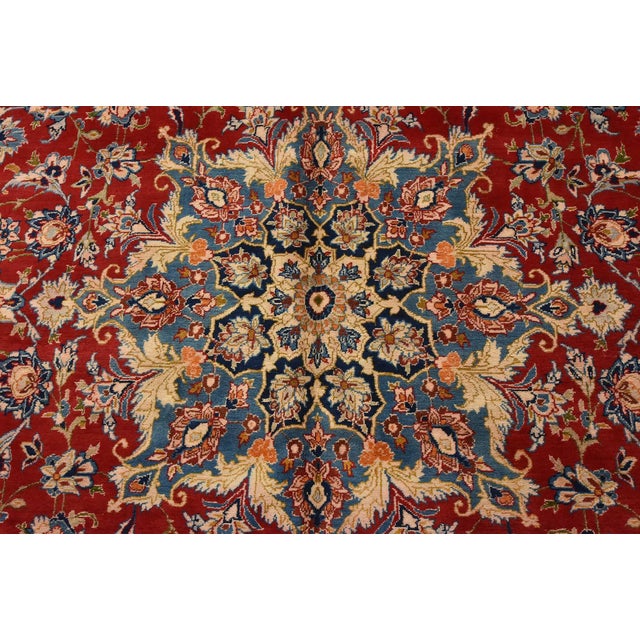 Najafabad Rug 11′ X 17’5” Red Wool Vintage Traditional Hand-Knotted Carpet For Sale In Philadelphia - Image 6 of 16