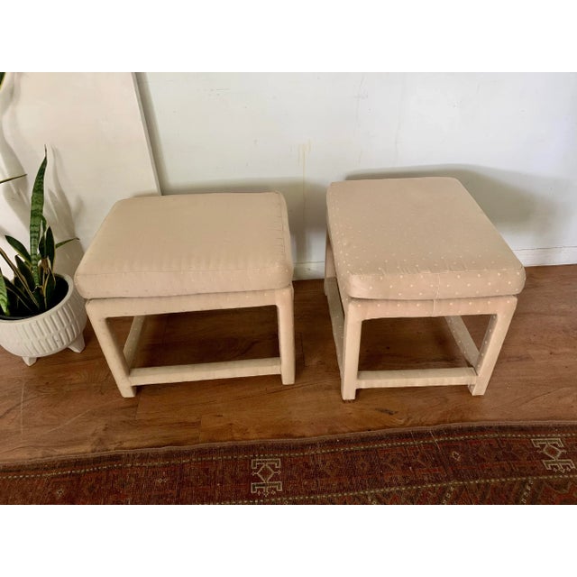 Hollywood Regency Milo Baughman Style Parson Stools 1980’s- a Pair For Sale - Image 3 of 11
