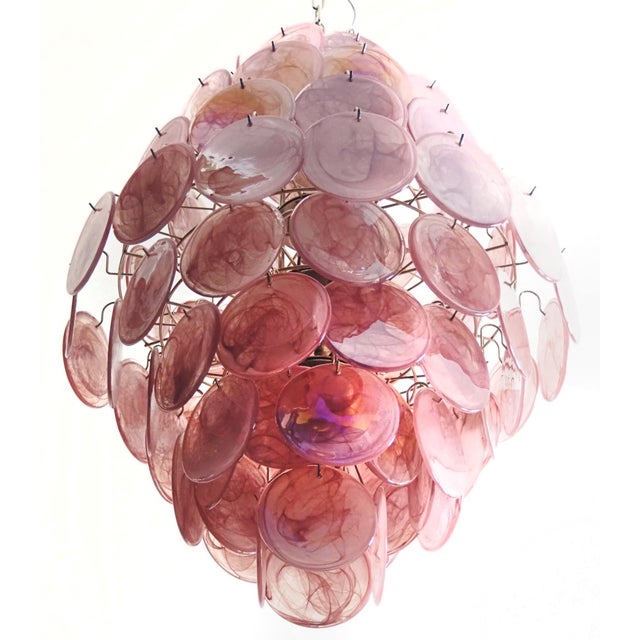 Pink Vintage Italian Murano Chandelier, 2000 For Sale - Image 8 of 18