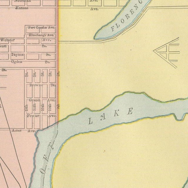 Antique Map of Omaha with Union Stock Yards from Rand McNally, 1899 For Sale - Image 4 of 12