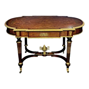 French 19th Century Inlaid Table W/ Bronze Mounts