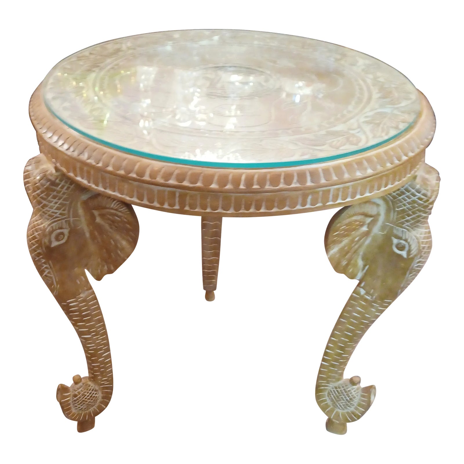 20th Century Anglo Indian Style Teakwood Elephant Table | Chairish