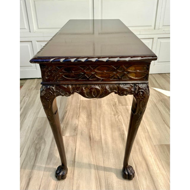 Wood Early 20th Century George II Chippendale Revival Carved Console Table For Sale - Image 7 of 17