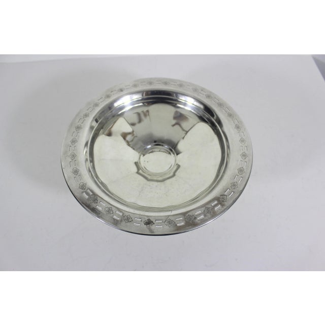 Mid 20th Century Vintage Silverplate Pedestal Dish Small Footed Pierced Tray For Sale - Image 5 of 7