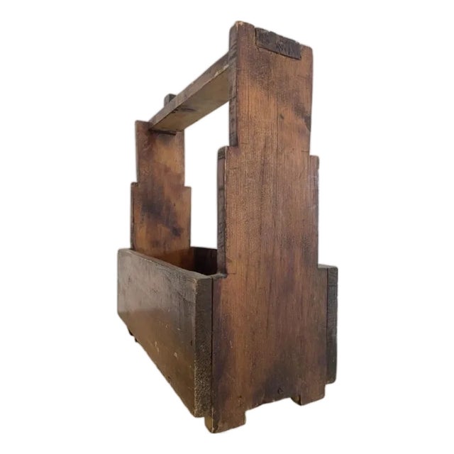 Folk Art Primitive Tool Caddy Display Box For Sale