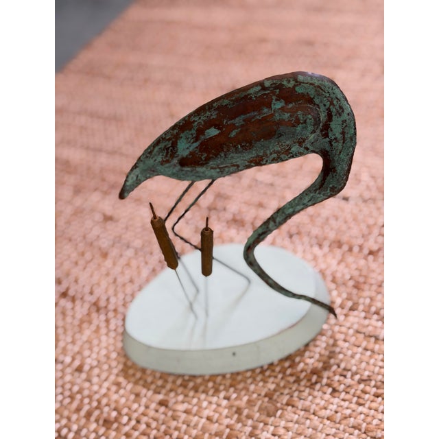 Aqua Vintage Metal Bird Sculpture For Sale - Image 8 of 9