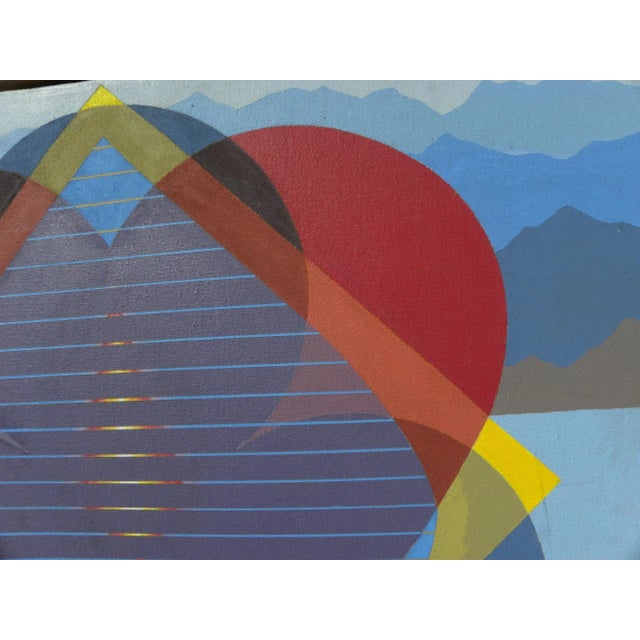 1980s Abstract Hard Edge Colorful Modern Painting Signed Marilyn Griffith For Sale - Image 5 of 13