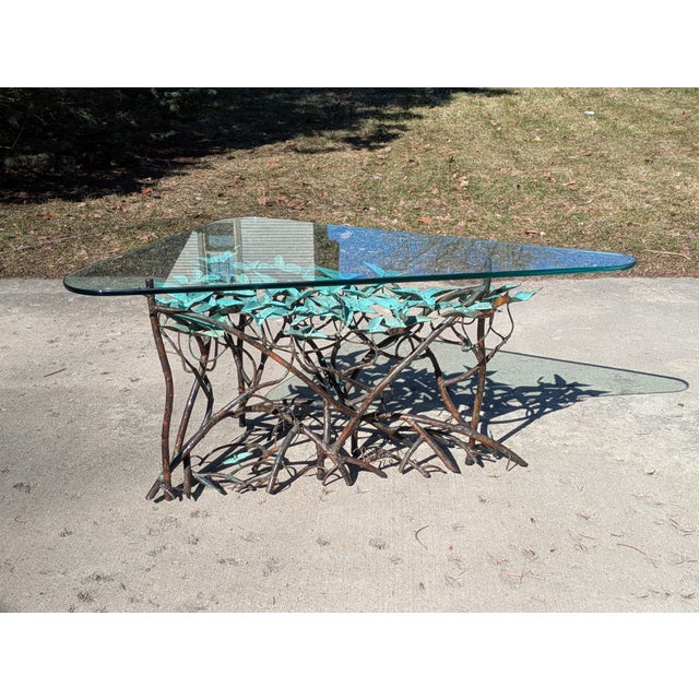 Late 20th Century Hand Made Copper Triangle Mangrove Coffee Table Botanical For Sale In Detroit - Image 6 of 16